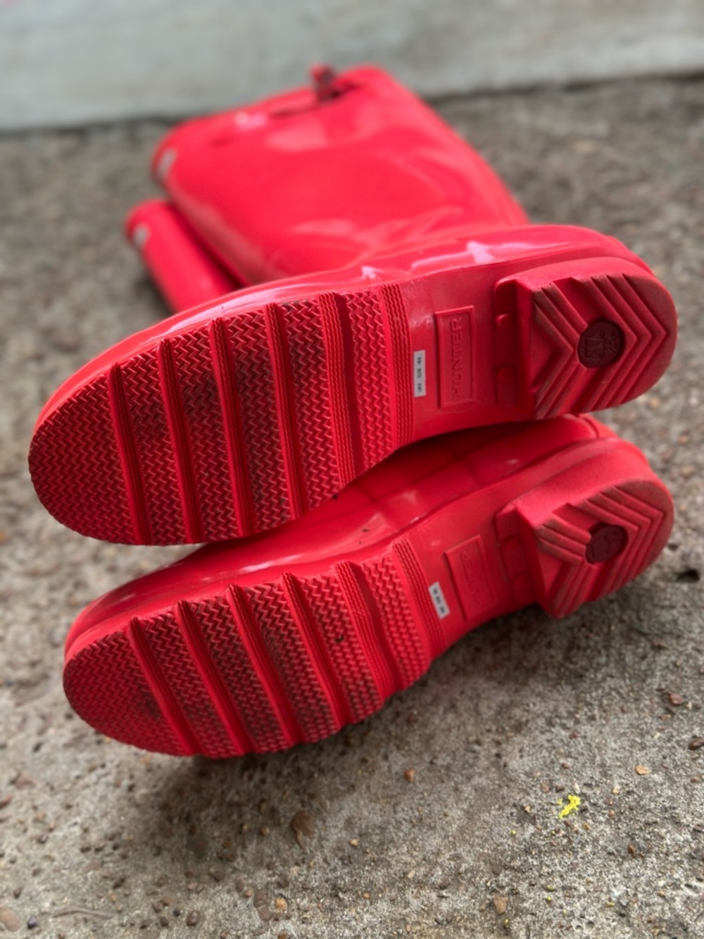 Hunter Original Tall Rain Boots Pink Red Gloss Waterproof Size 8 - Picture 11 of 12